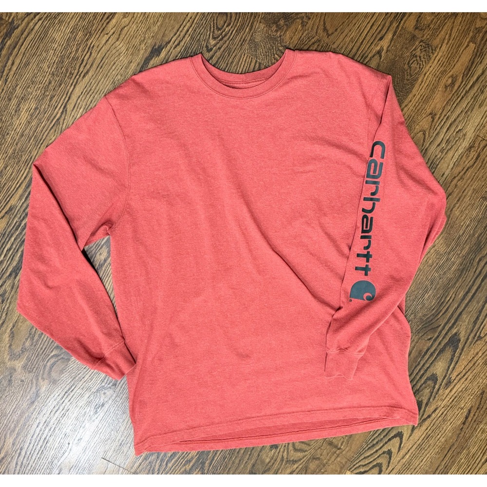 Carhartt Mens XL Original Fit Long Sleeve Graphic Logo T-Shirt Heather Red K231